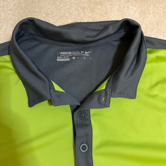 Nike Golf Mens‎ Dri Fit Short Sleeve Golf Polo Neon Green Gray Size XLarge - Picture 3 of 11